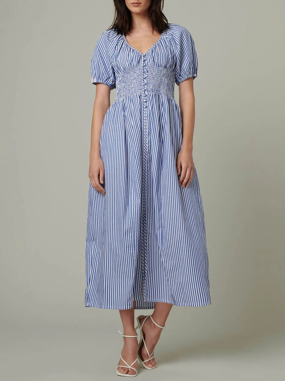 Classic Stripe Print Shirred Waist Dress sold by Like My Choice
