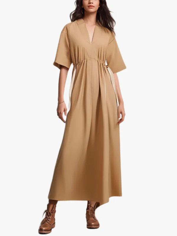 Unique And Chic Drawstring Waist Shirt-Style Maxi Dress sold by Like My Choice