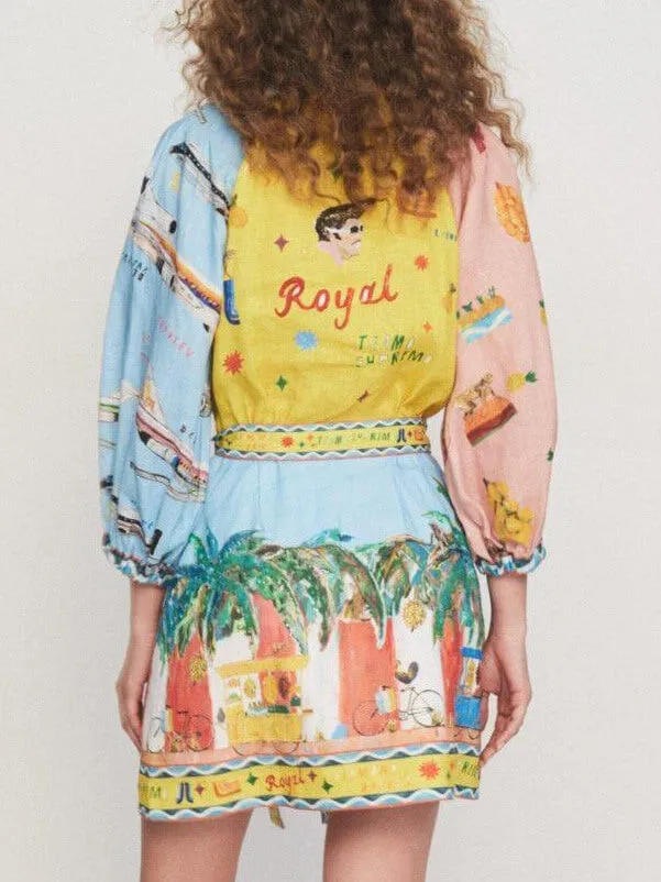 Unique Satin Art Floral Print Tie Pocket Shirt Mini Dress sold by Like My Choice product image thumbnail 2