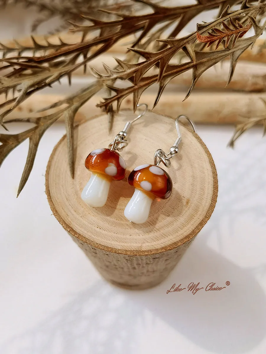 Boho Earrings - Cute Handmade Mushroom sold by Like My Choice product image thumbnail 3
