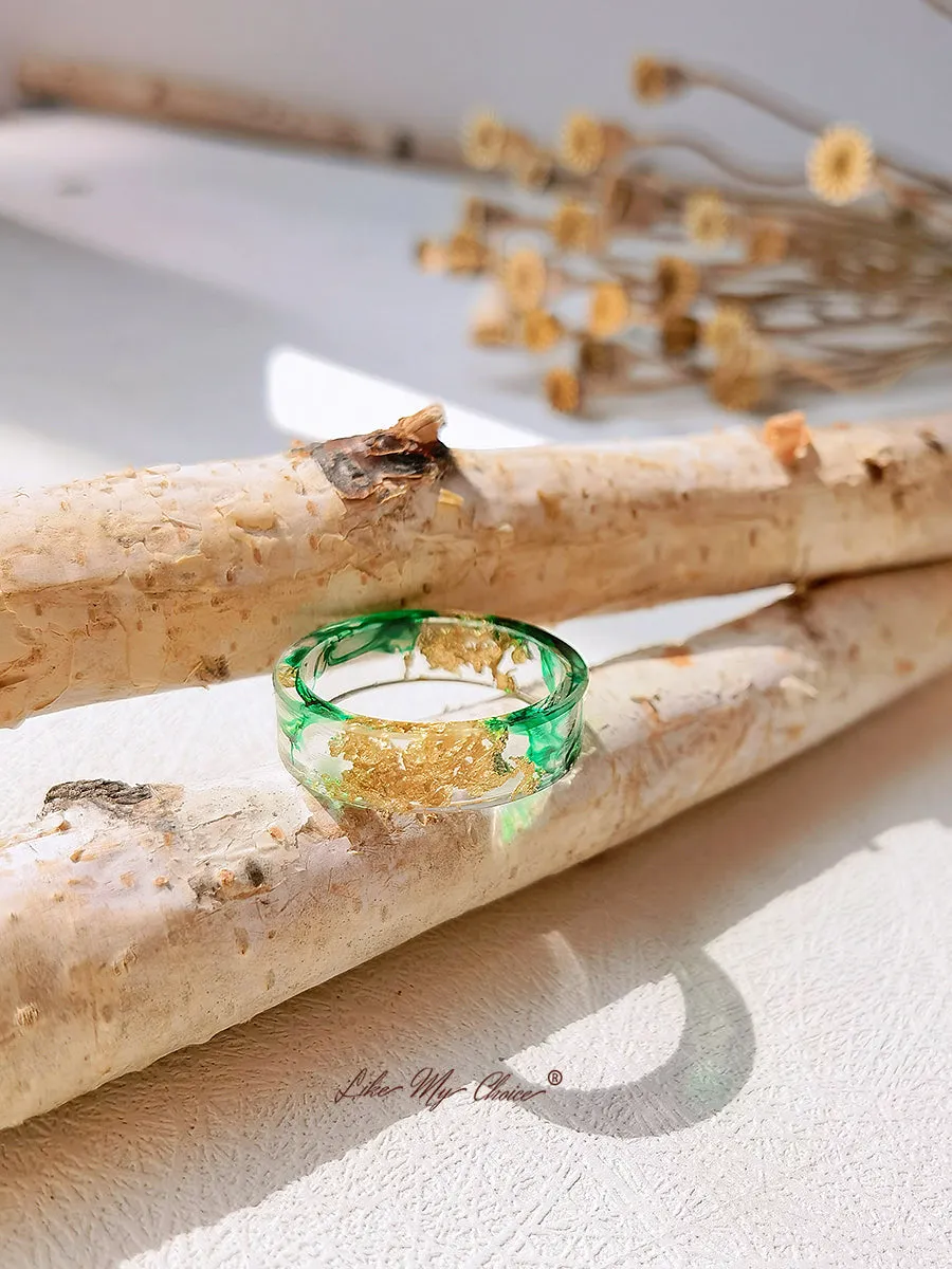 Handmade Dried Flower Gold Foil Colorful Resin Ring sold by Like My Choice product image thumbnail 5