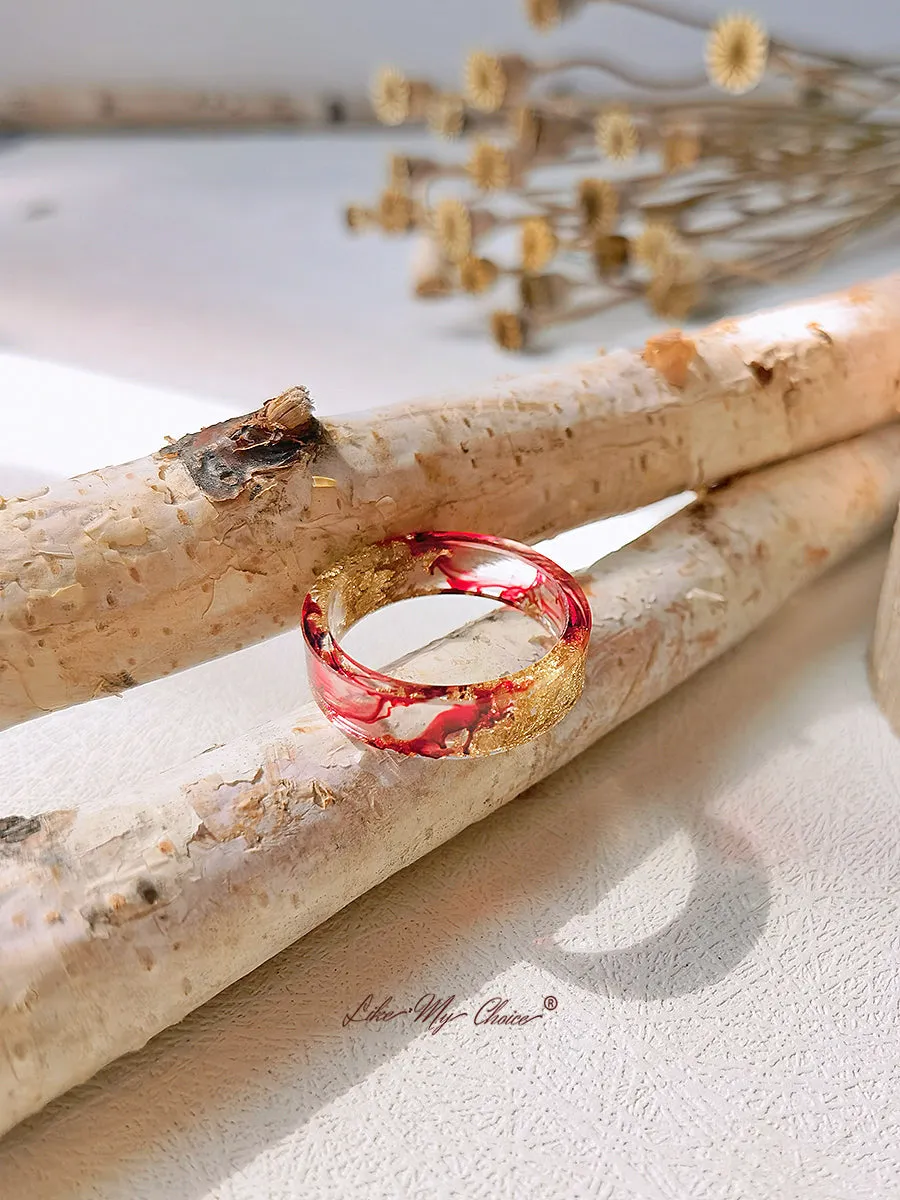 Handmade Dried Flower Gold Foil Colorful Resin Ring sold by Like My Choice product image thumbnail 2