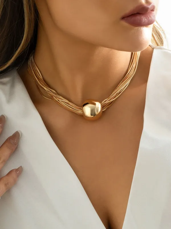 Punk Style Multi-Layered Chain Ball Necklace sold by Like My Choice