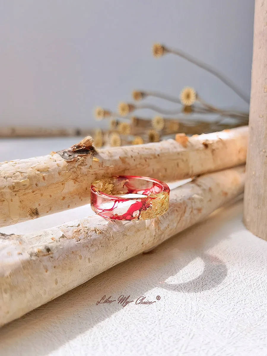 Handmade Dried Flower Gold Foil Colorful Resin Ring sold by Like My Choice product image thumbnail 3