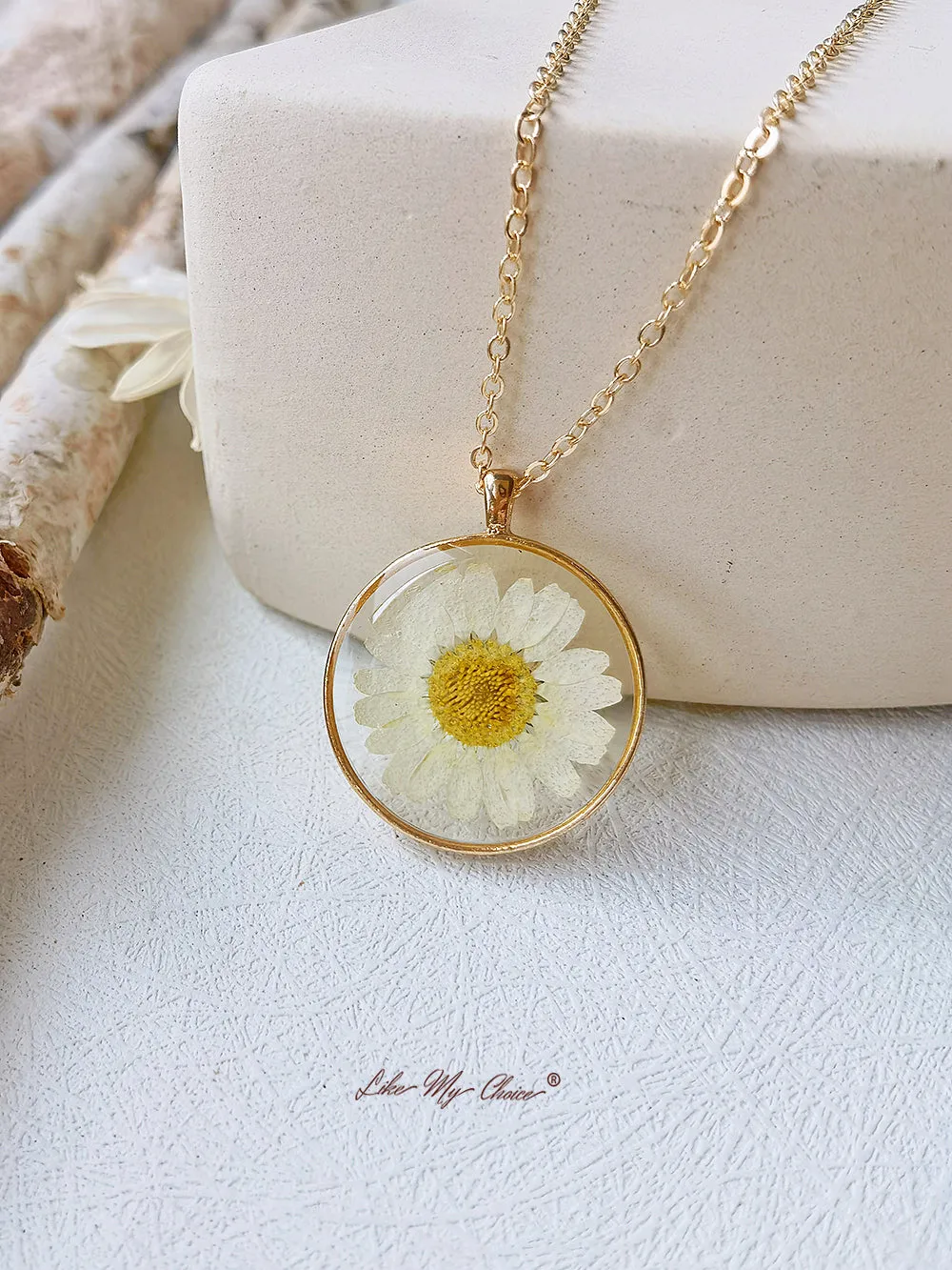 Natural Daisy Pressed Flower Necklace sold by Like My Choice product image thumbnail 4