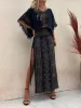 Ethnic Print Patchwork Side Lace-Up Maxi Skirt sold by Like My Choice