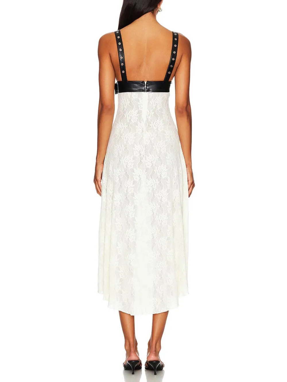 Floral Lace Leather Midi Dress sold by Like My Choice product image thumbnail 3