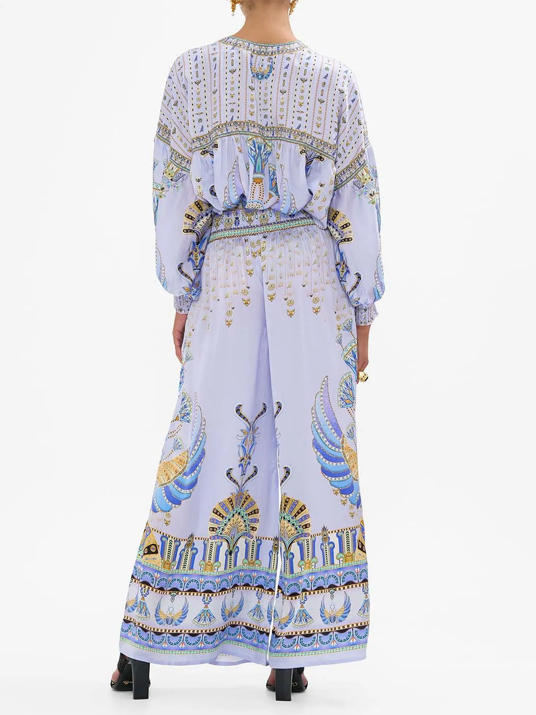 Unique satin ethnic print loose wide-leg pants sold by Like My Choice product image thumbnail 3