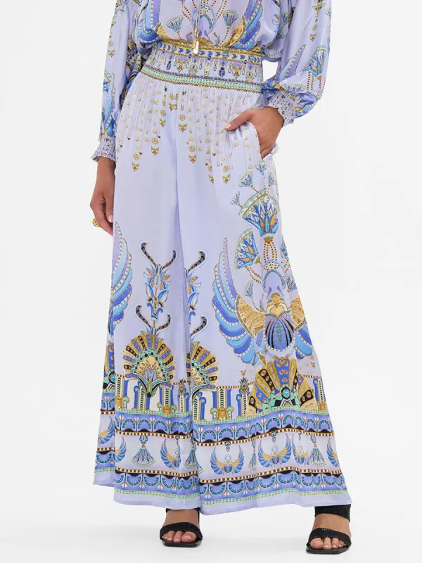 Unique satin ethnic print loose wide-leg pants sold by Like My Choice