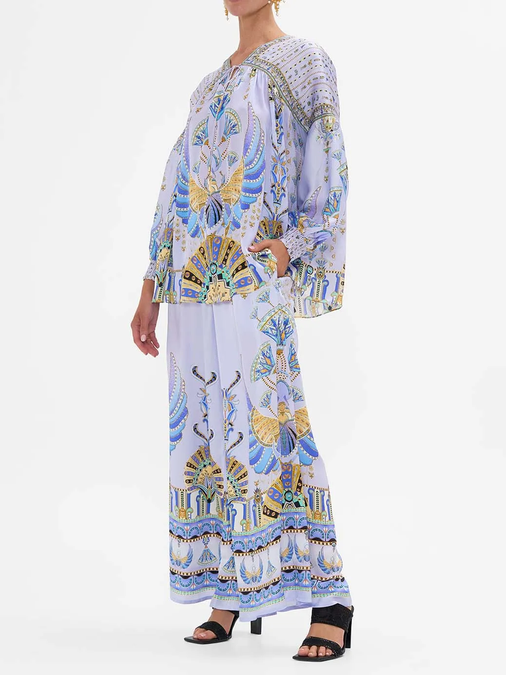 Unique satin ethnic print loose wide-leg pants sold by Like My Choice product image thumbnail 4