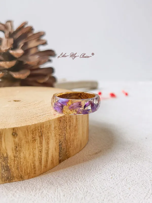 Handmade Dried Flower Inlaid Resin Ring-Purple sold by Like My Choice