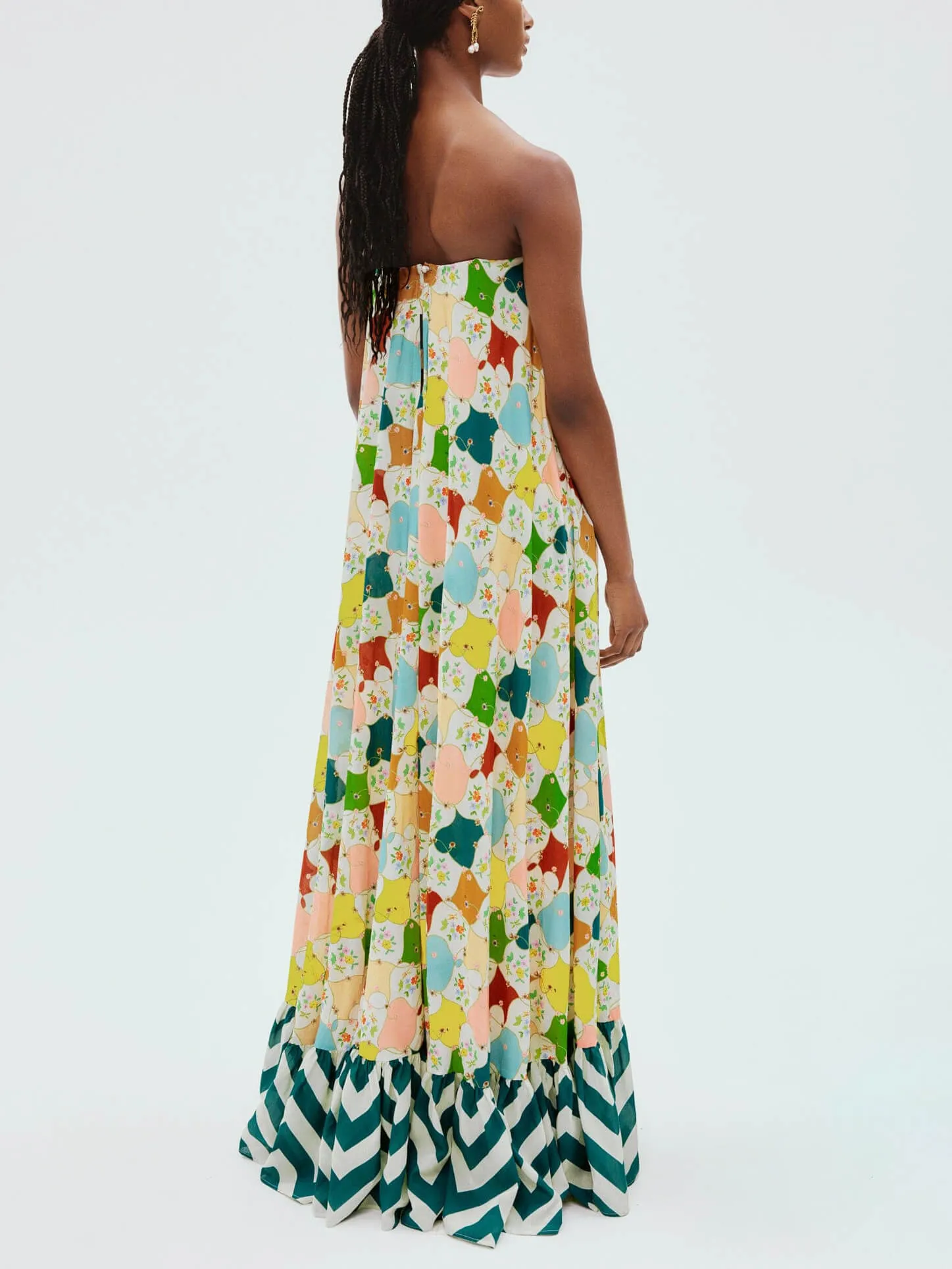Unique Print Contrast Sleeveless Off-The-Shoulder Maxi Dress sold by Like My Choice product image thumbnail 4