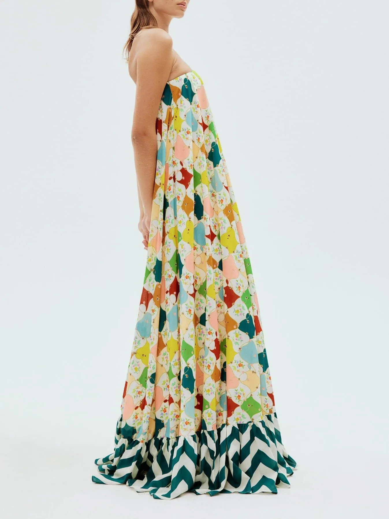 Unique Print Contrast Sleeveless Off-The-Shoulder Maxi Dress sold by Like My Choice product image thumbnail 3