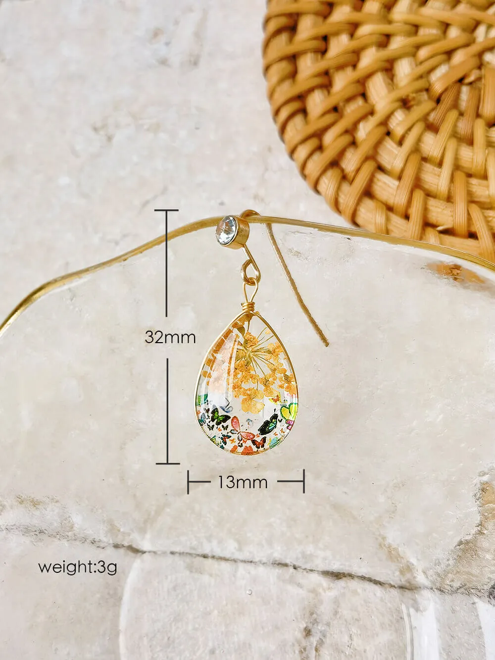Crystal glass dried flower tear drop earrings sold by Like My Choice product image thumbnail 4
