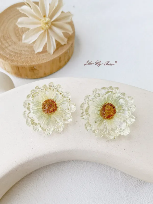Pressed Flower Drop Earring - Pastoral  Resin Daisy sold by Like My Choice