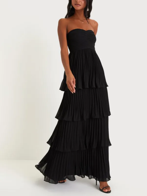 Delicate Ruched Off-The-Shoulder Tiered Maxi Dress sold by Like My Choice