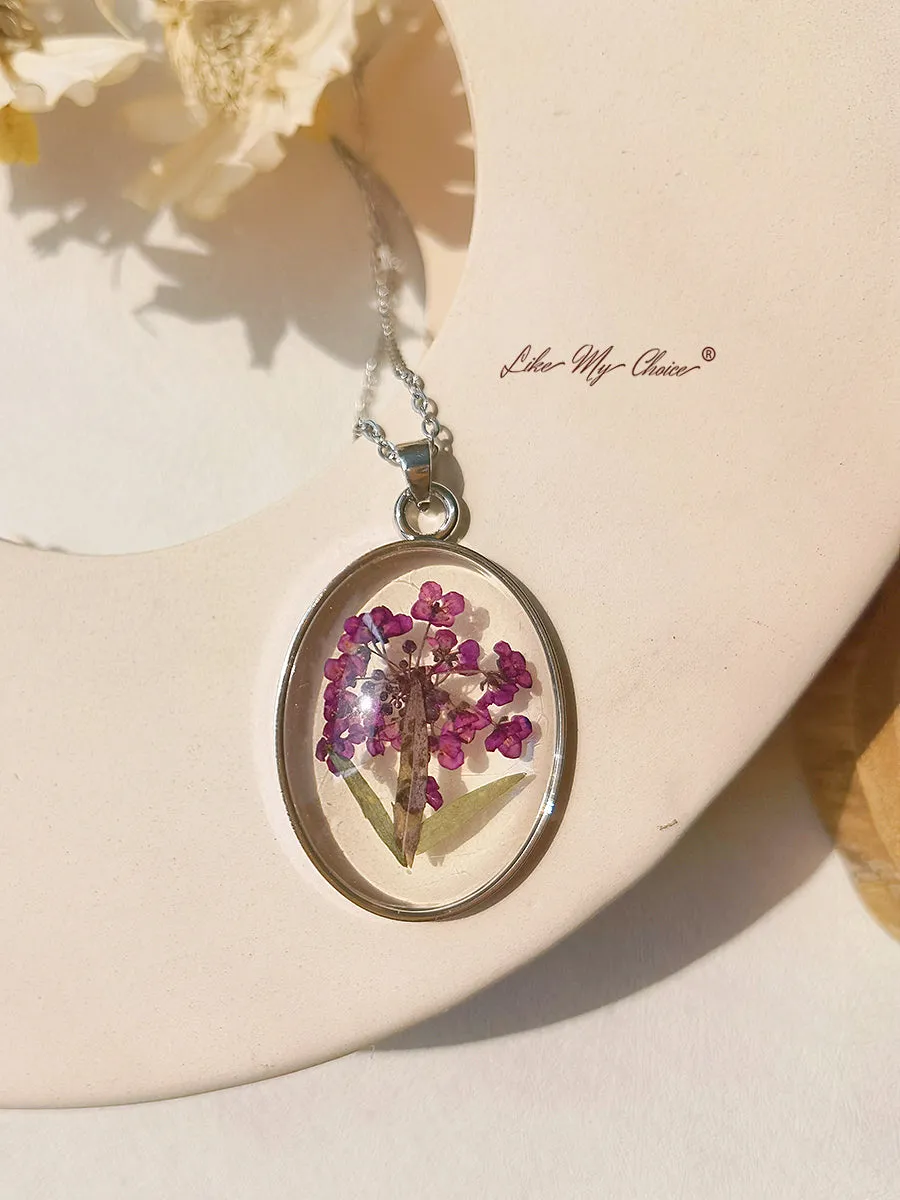 Resin Pendant Necklace With Scottish Heather Dried Flowers sold by Like My Choice product image thumbnail 5