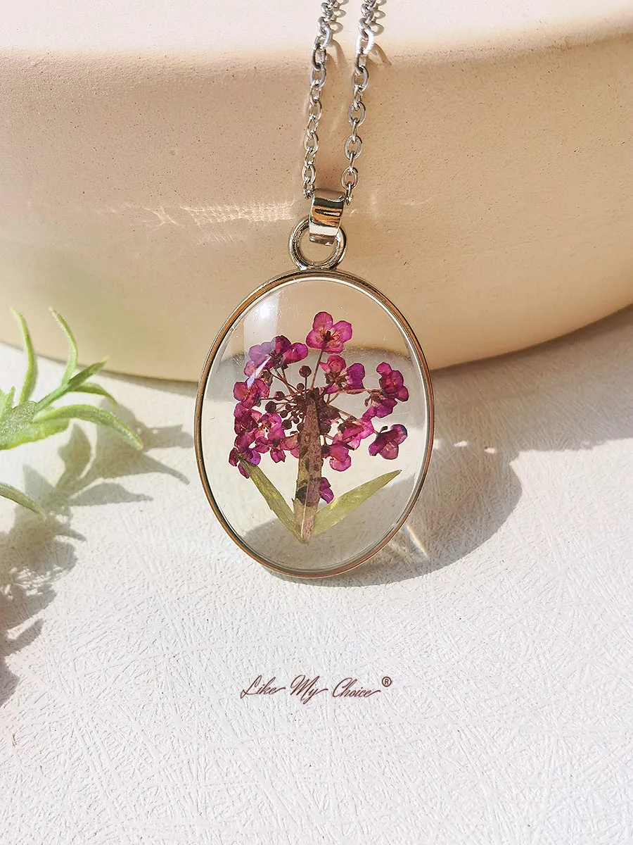 Resin Pendant Necklace With Scottish Heather Dried Flowers sold by Like My Choice