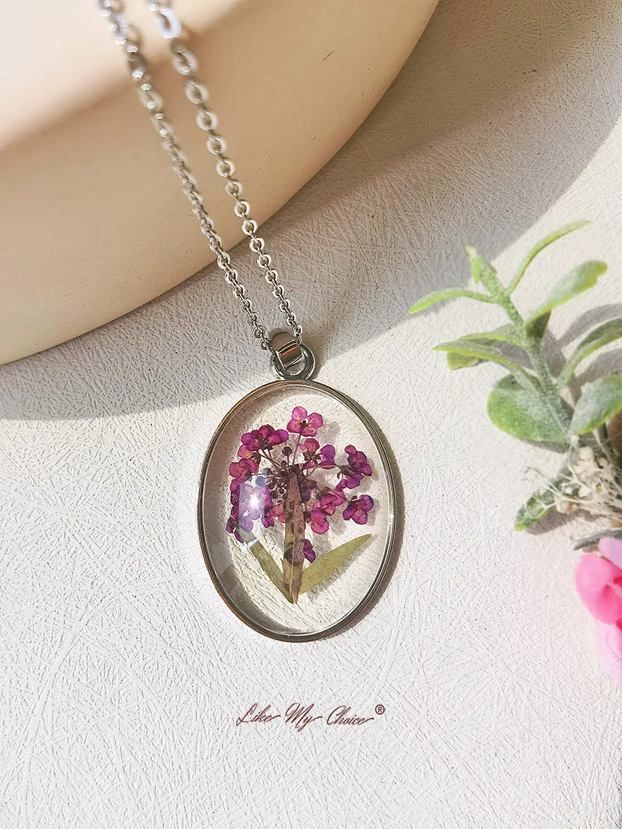 Resin Pendant Necklace With Scottish Heather Dried Flowers sold by Like My Choice product image thumbnail 4
