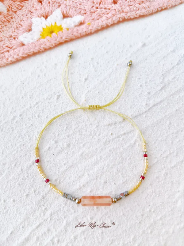 Adjustable Drawstring Beaded Bracelet Pink Crystal sold by Like My Choice