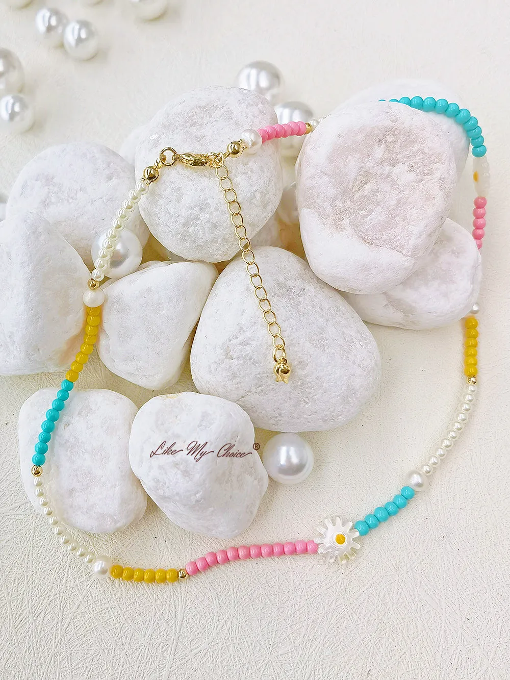 Handmade Colorful Beaded Real Pearl Necklace for Summer sold by Like My Choice product image thumbnail 4