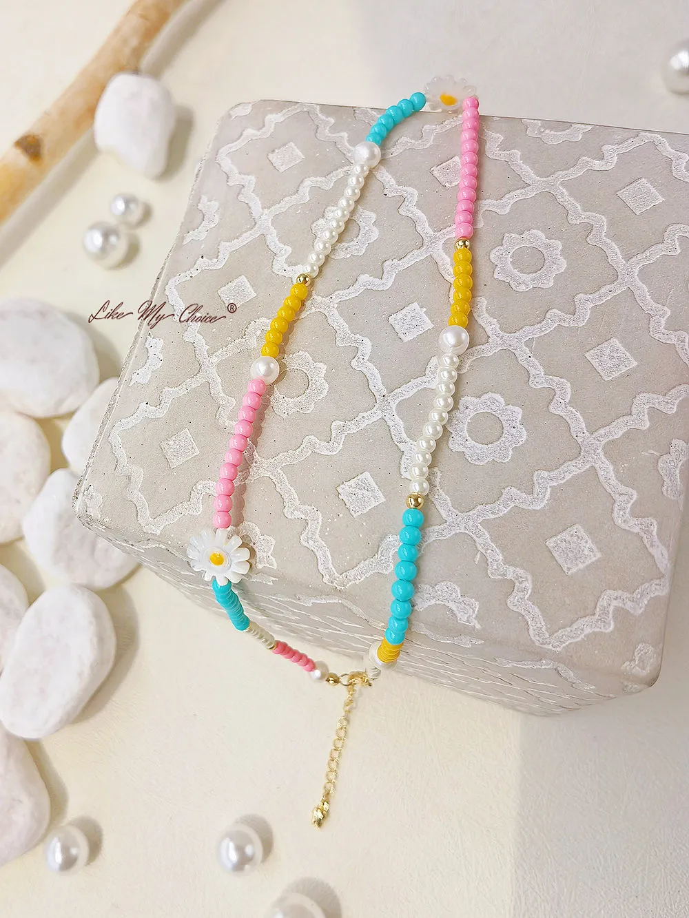 Handmade Colorful Beaded Real Pearl Necklace for Summer sold by Like My Choice product image thumbnail 3