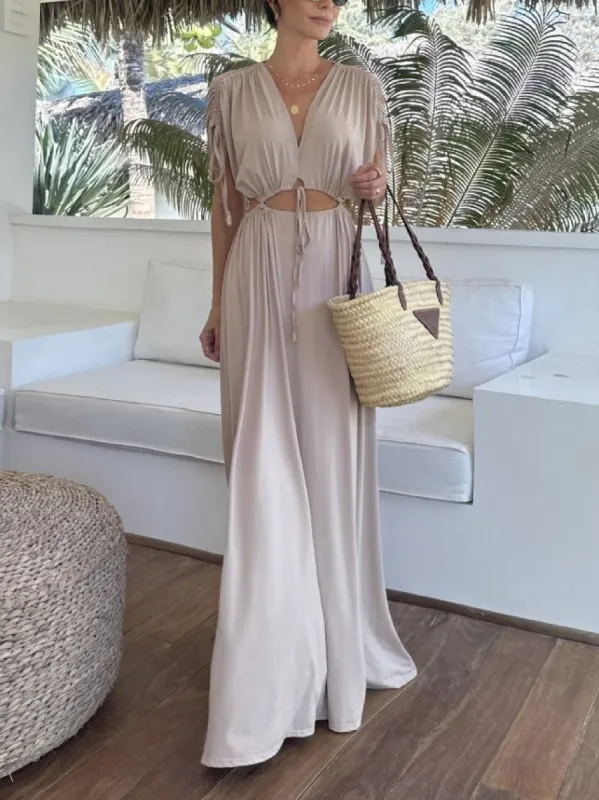 Modern Fashion V-Neck Hollow Maxi Dress sold by Like My Choice