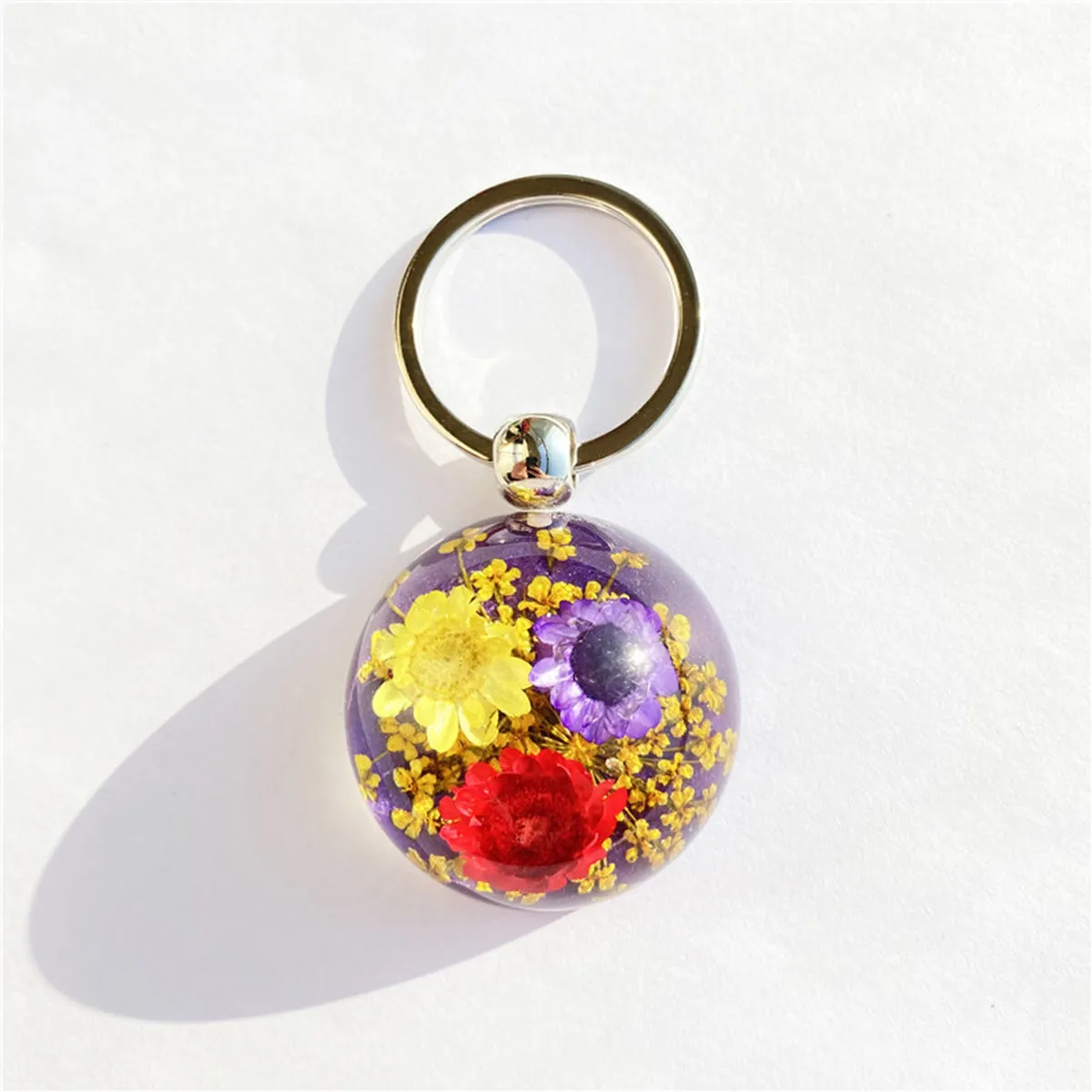 Hemisphere Amber Dried Flower Daisy Keychain sold by Like My Choice product image thumbnail 3