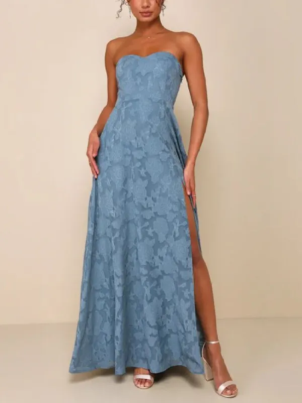 Evening Gown Strapless Slim Fit Slit Maxi Dress sold by Like My Choice
