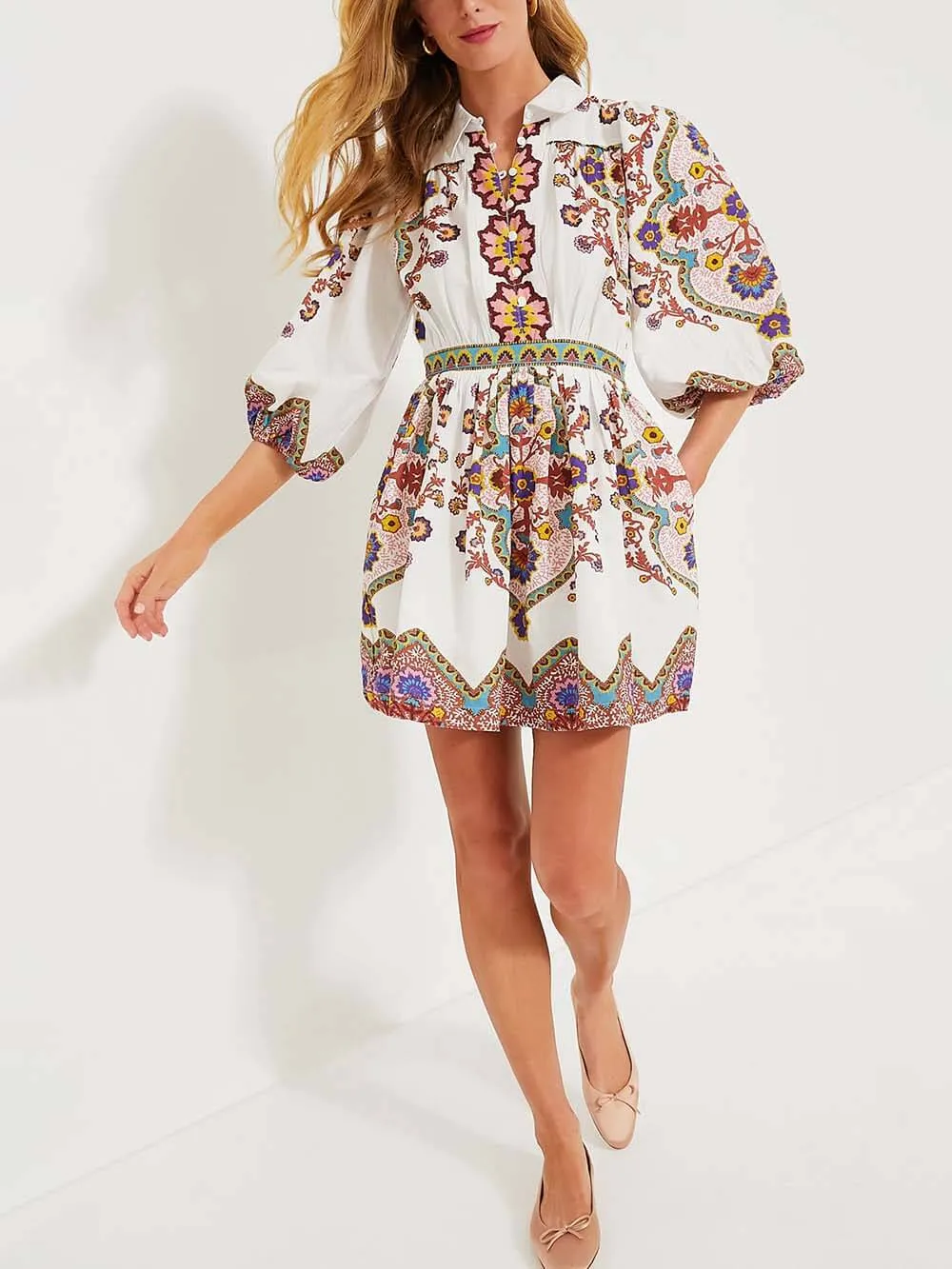 Unique Print Puff Sleeve Pocketed Shirt Mini Dress sold by Like My Choice product image thumbnail 5