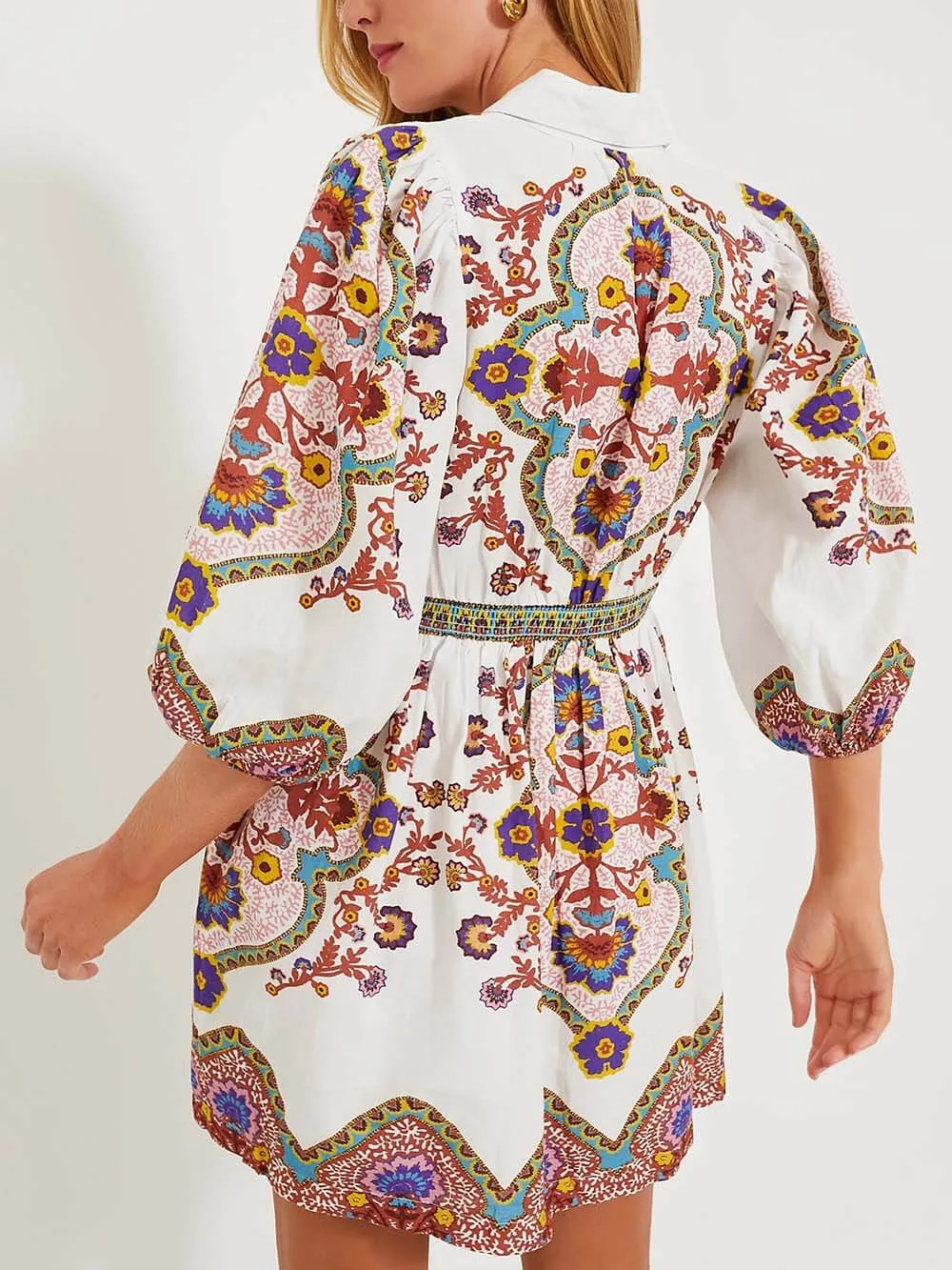 Unique Print Puff Sleeve Pocketed Shirt Mini Dress sold by Like My Choice product image thumbnail 4