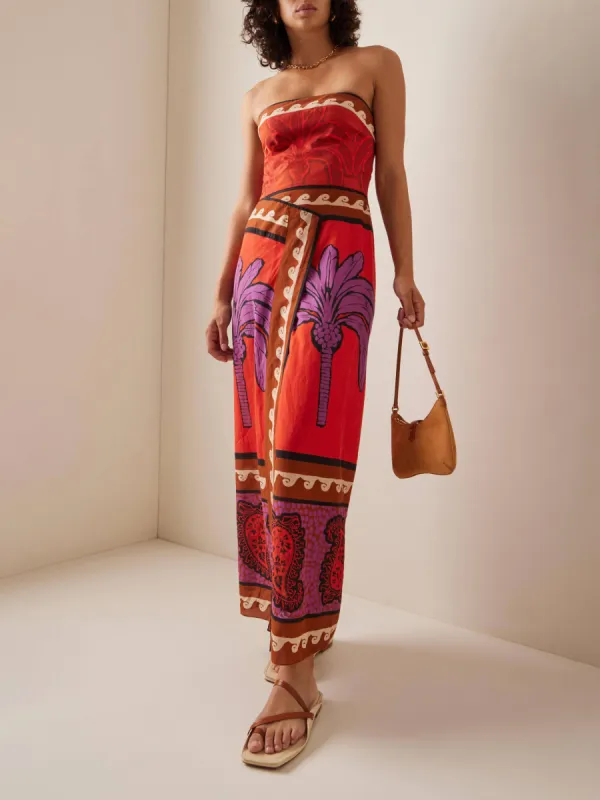 Unique Palm Tree Floral Off-Shoulder Midi Dress sold by Like My Choice