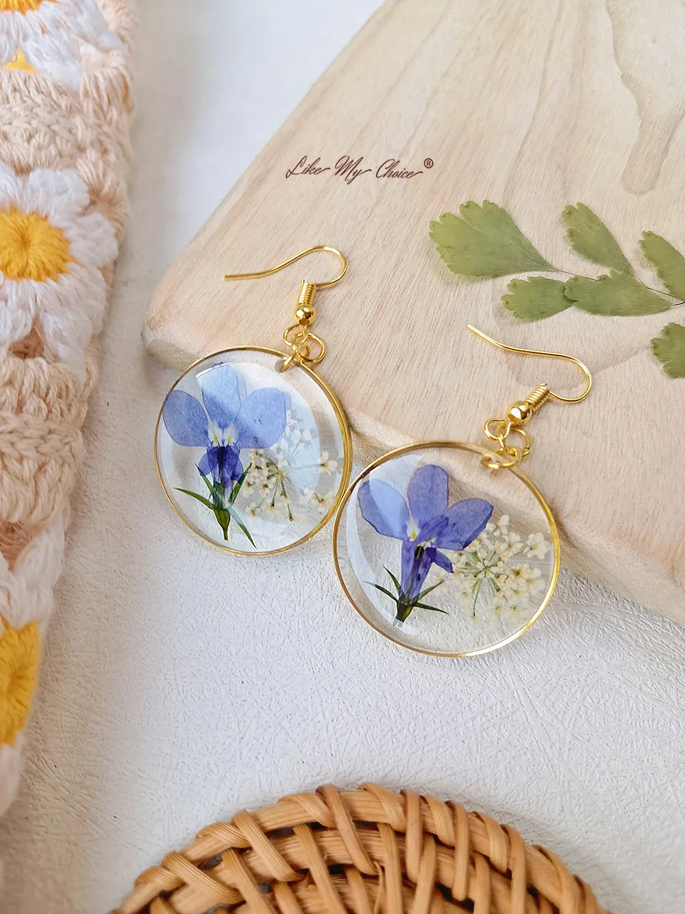 Unique Round Dried Flower Drop Earrings sold by Like My Choice product image thumbnail 2