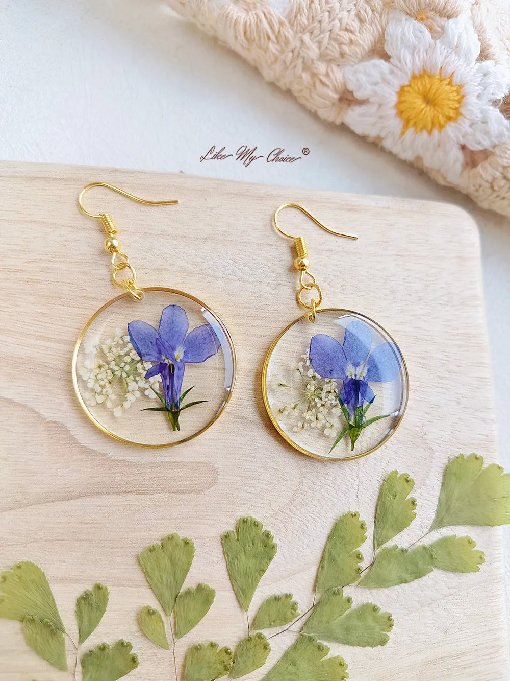 Unique Round Dried Flower Drop Earrings sold by Like My Choice product image thumbnail 3