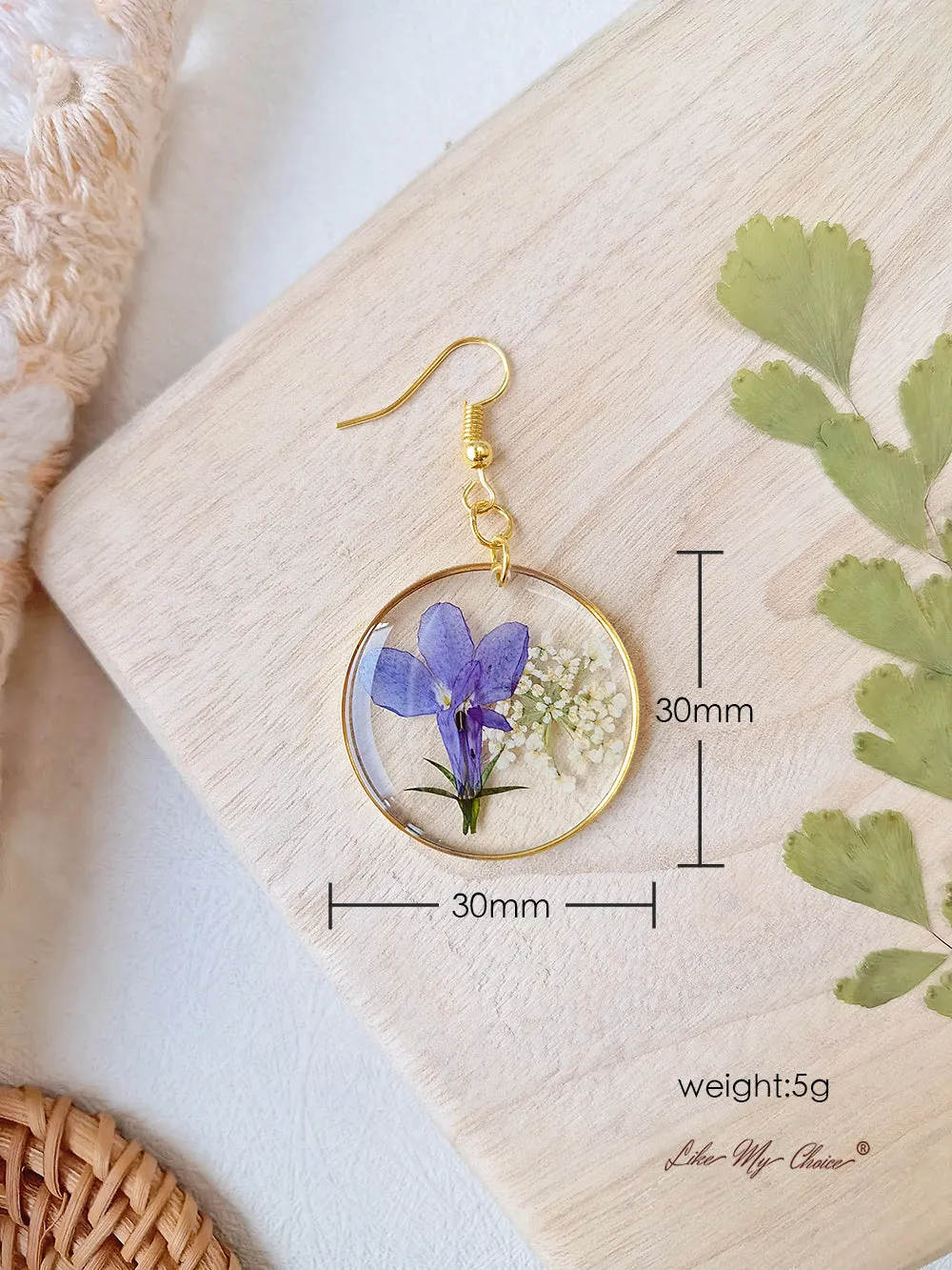 Unique Round Dried Flower Drop Earrings sold by Like My Choice product image thumbnail 4