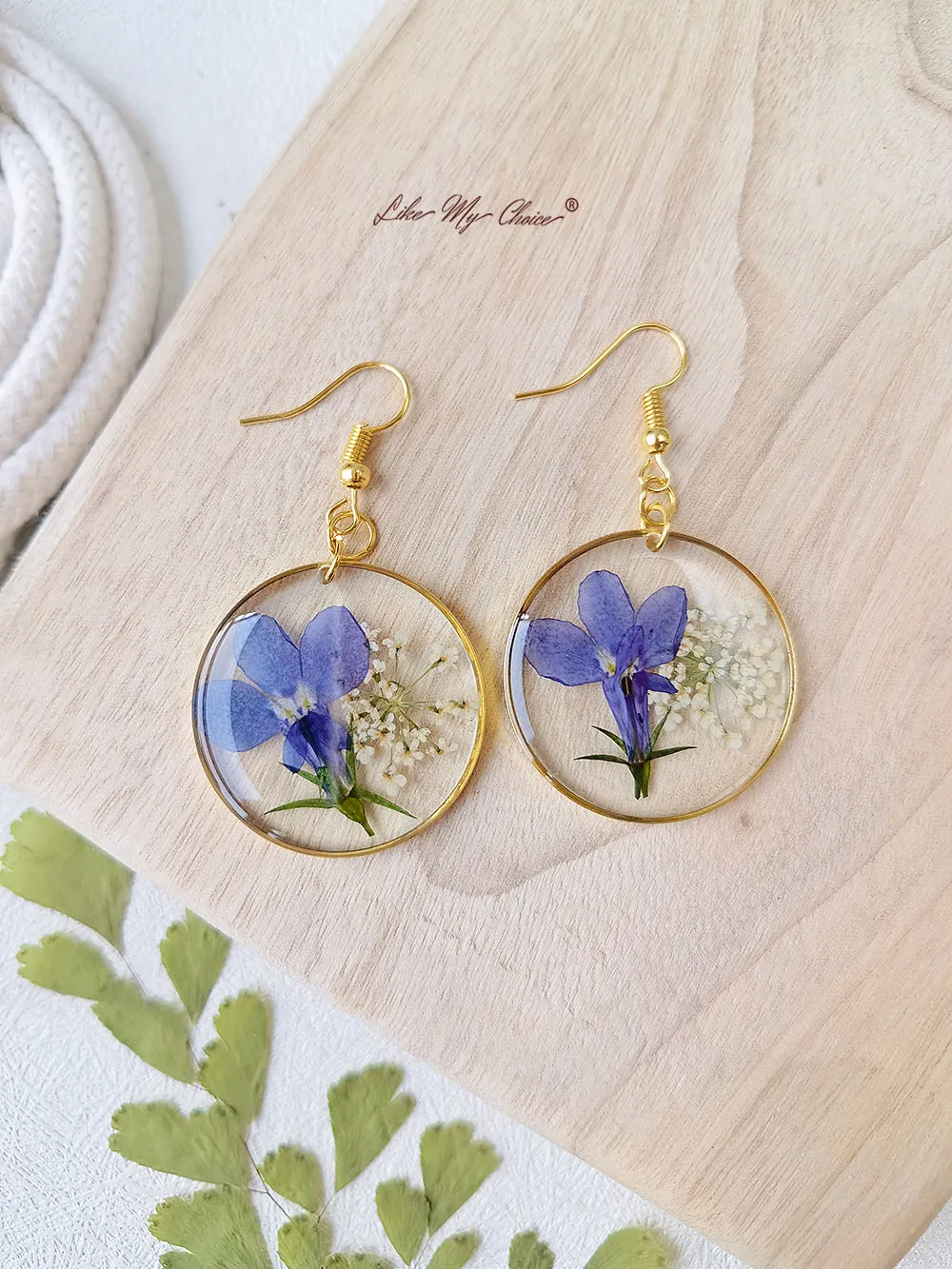 Unique Round Dried Flower Drop Earrings sold by Like My Choice