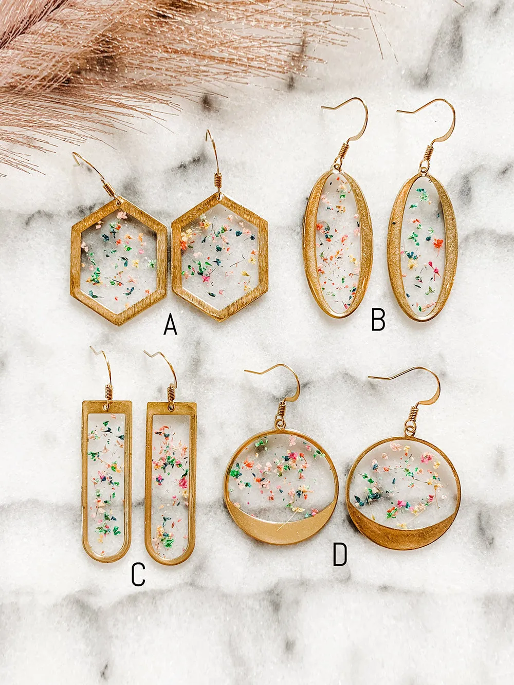 Floral Resin Dried Pressed Flower Boho Earrings sold by Like My Choice product image thumbnail 2