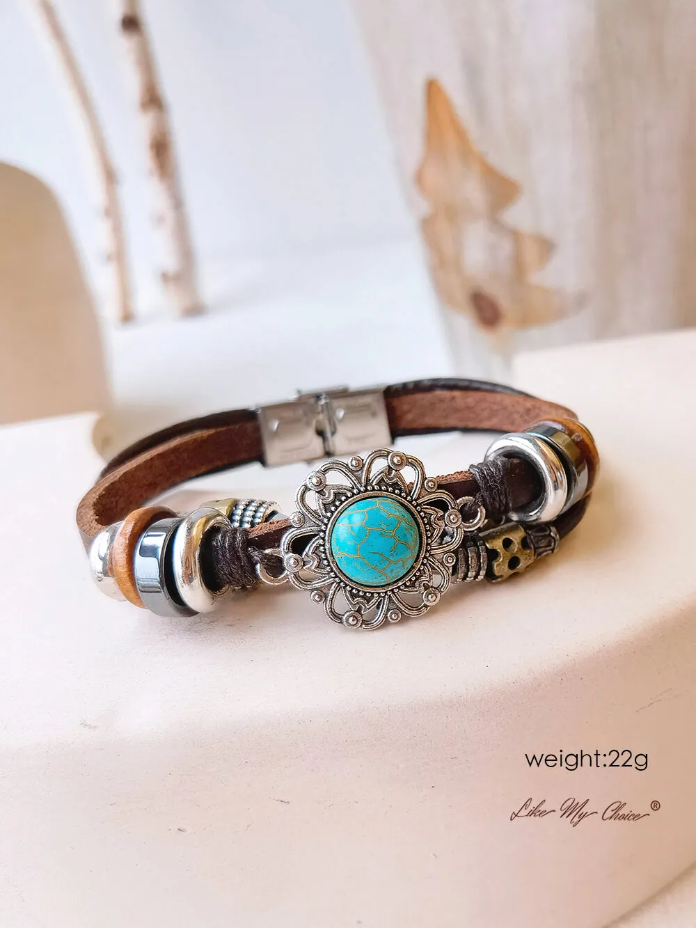 Bohemian Ethnic Turquoise Bracelet Leather Chain and Totem Element sold by Like My Choice product image thumbnail 3