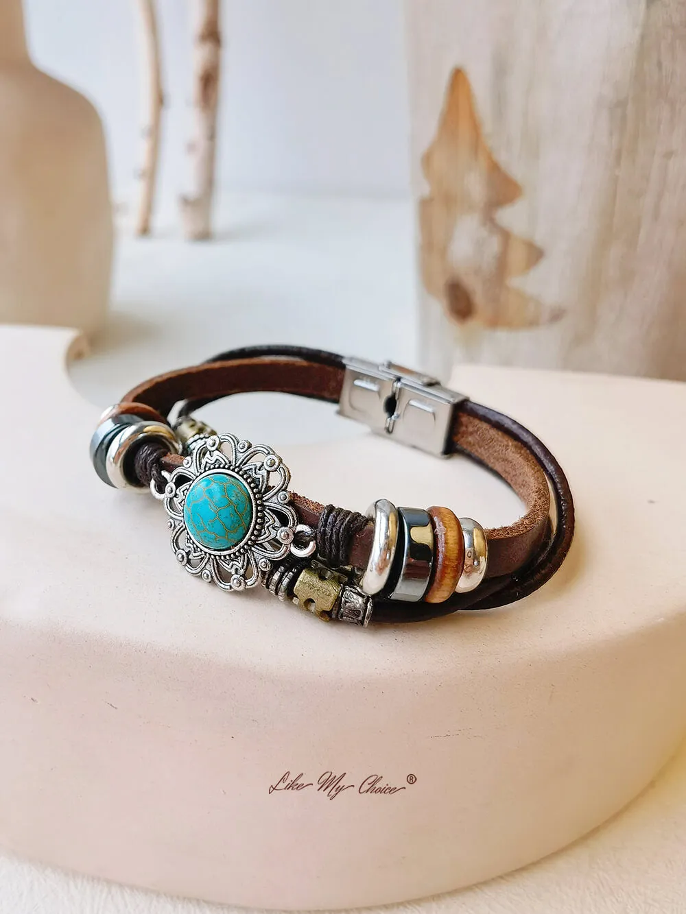 Bohemian Ethnic Turquoise Bracelet Leather Chain and Totem Element sold by Like My Choice product image thumbnail 4