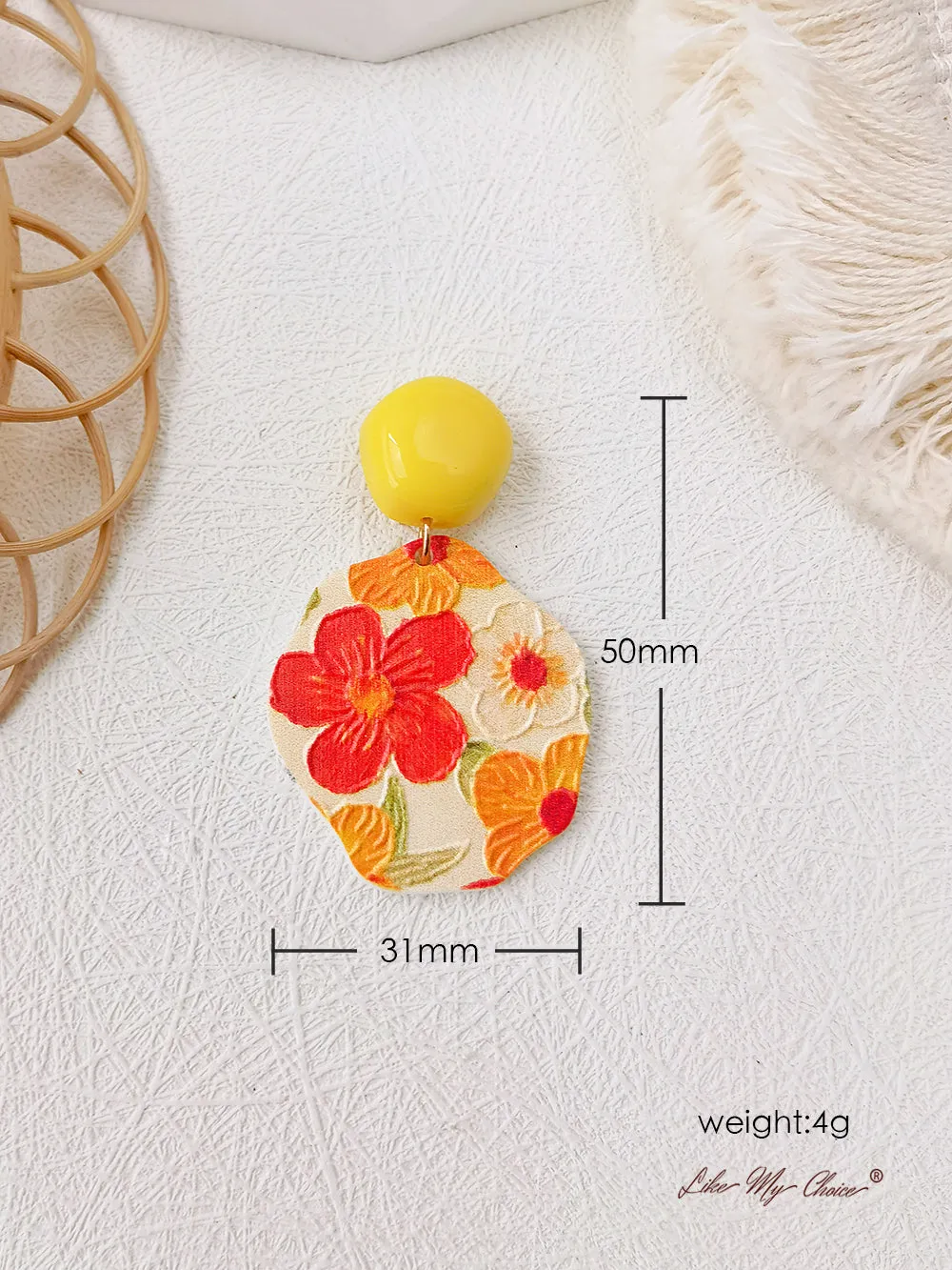 Red Sun Flower Drop Earrings sold by Like My Choice product image thumbnail 3