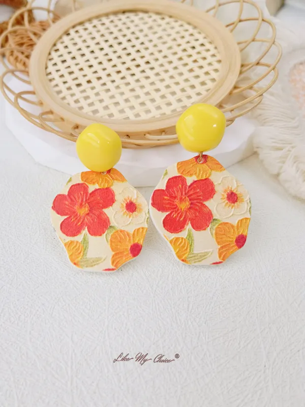 Red Sun Flower Drop Earrings sold by Like My Choice