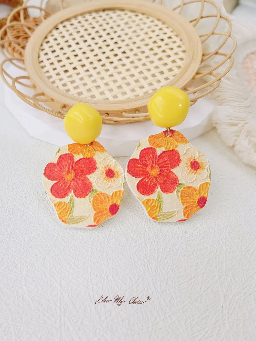 Red Sun Flower Drop Earrings sold by Like My Choice