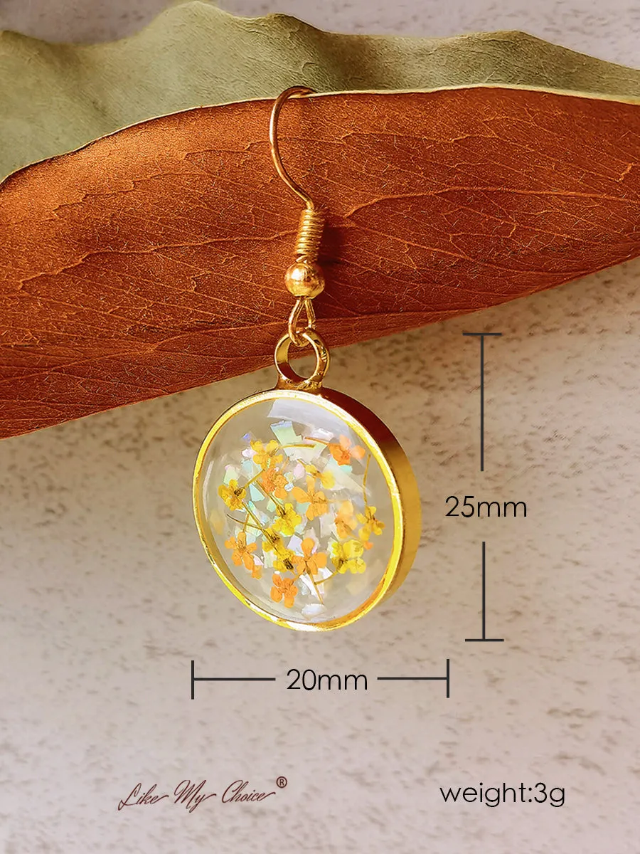 Pressed Flower Earrings - Yellow Lily Resin sold by Like My Choice product image thumbnail 4