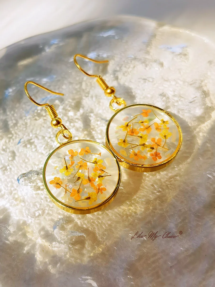 Pressed Flower Earrings - Yellow Lily Resin sold by Like My Choice product image thumbnail 2