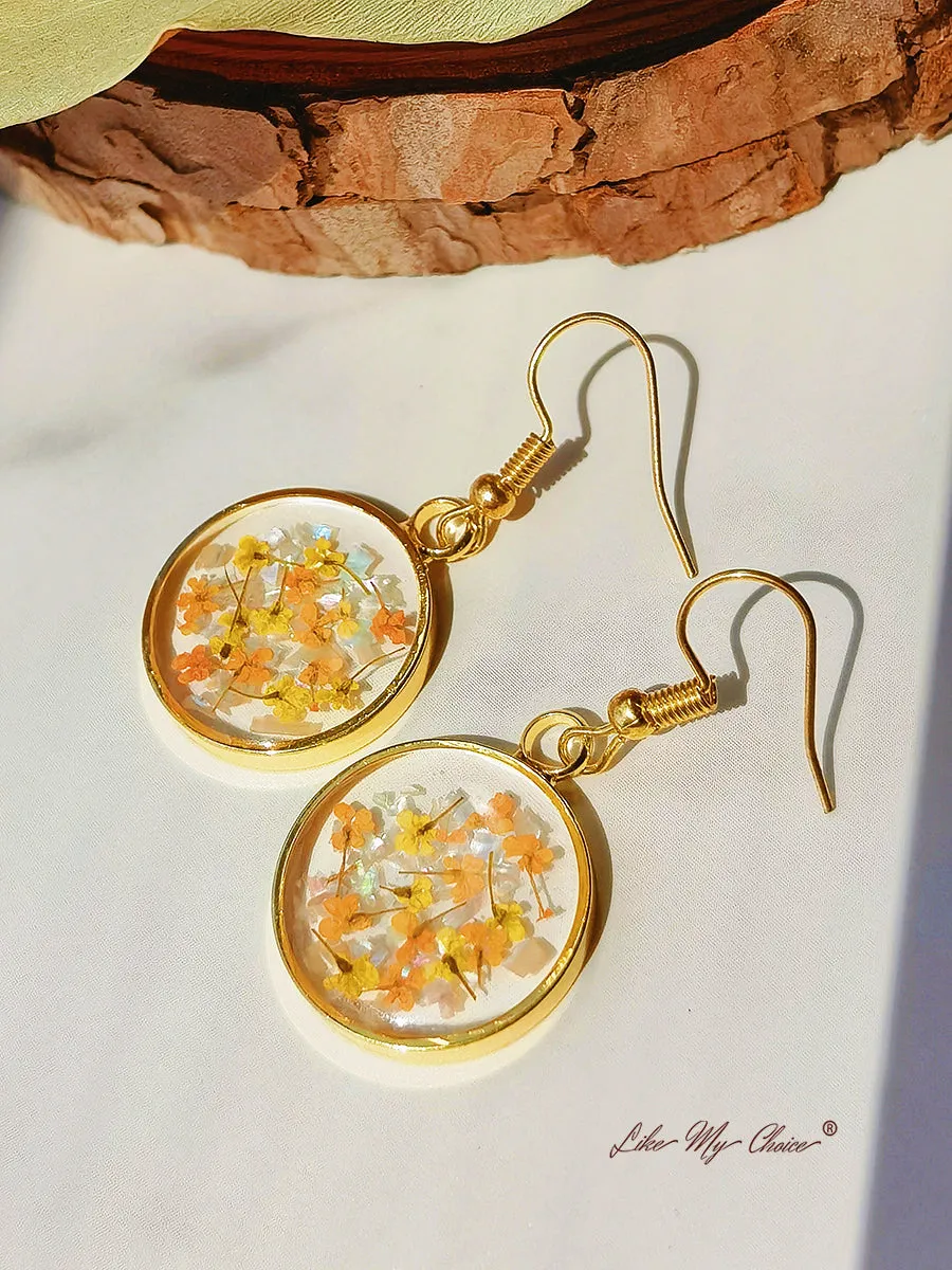 Pressed Flower Earrings - Yellow Lily Resin sold by Like My Choice product image thumbnail 3