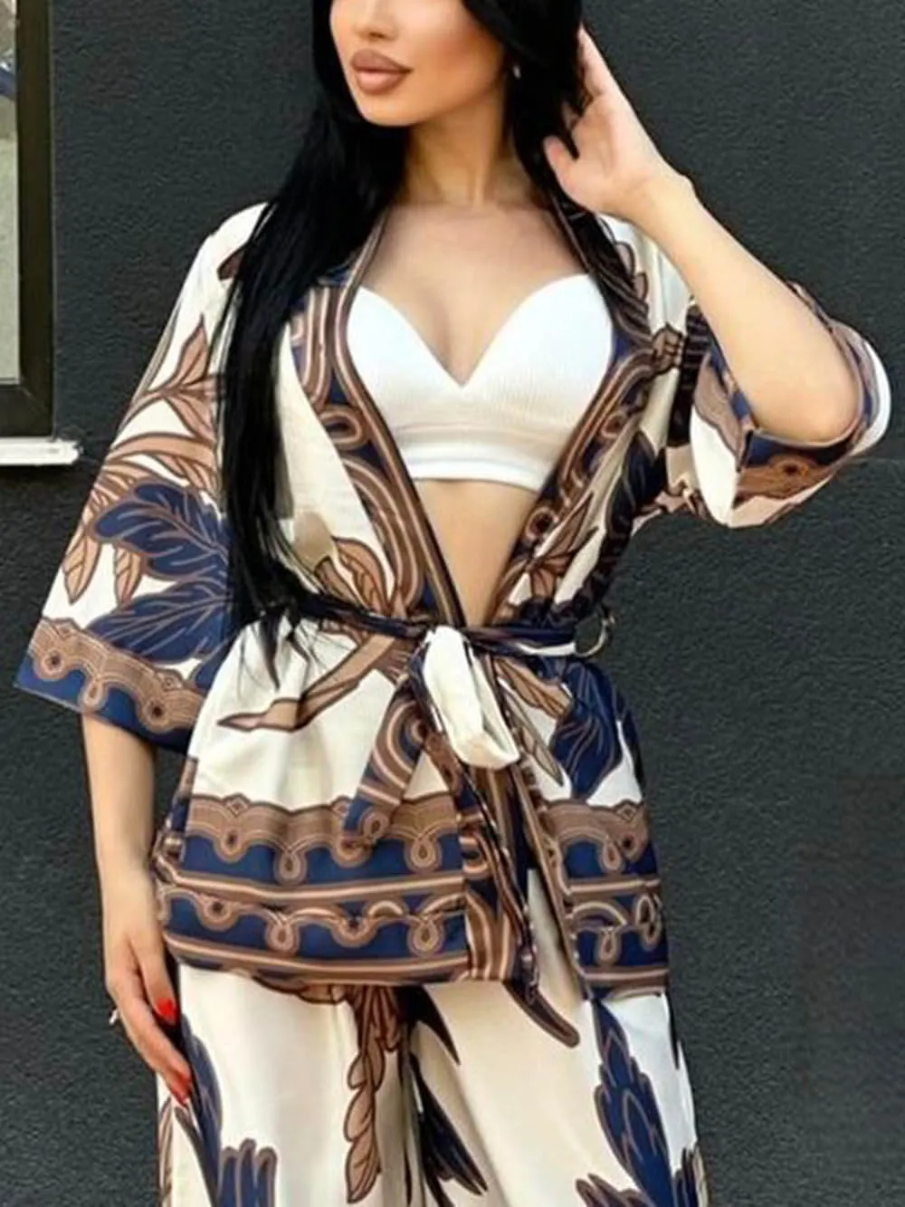 Unique Hazelnut Flower Print Cardigan Tie Shirt sold by Like My Choice