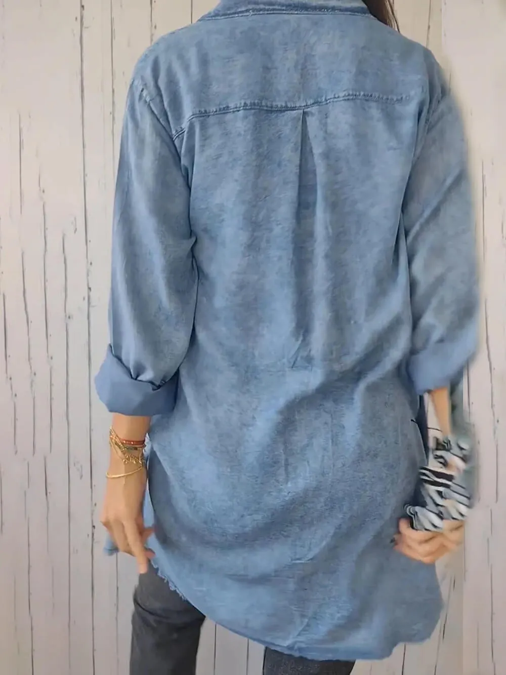 Fashionable Versatile Long-sleeved Lapel Denim Jacket sold by Like My Choice product image thumbnail 5