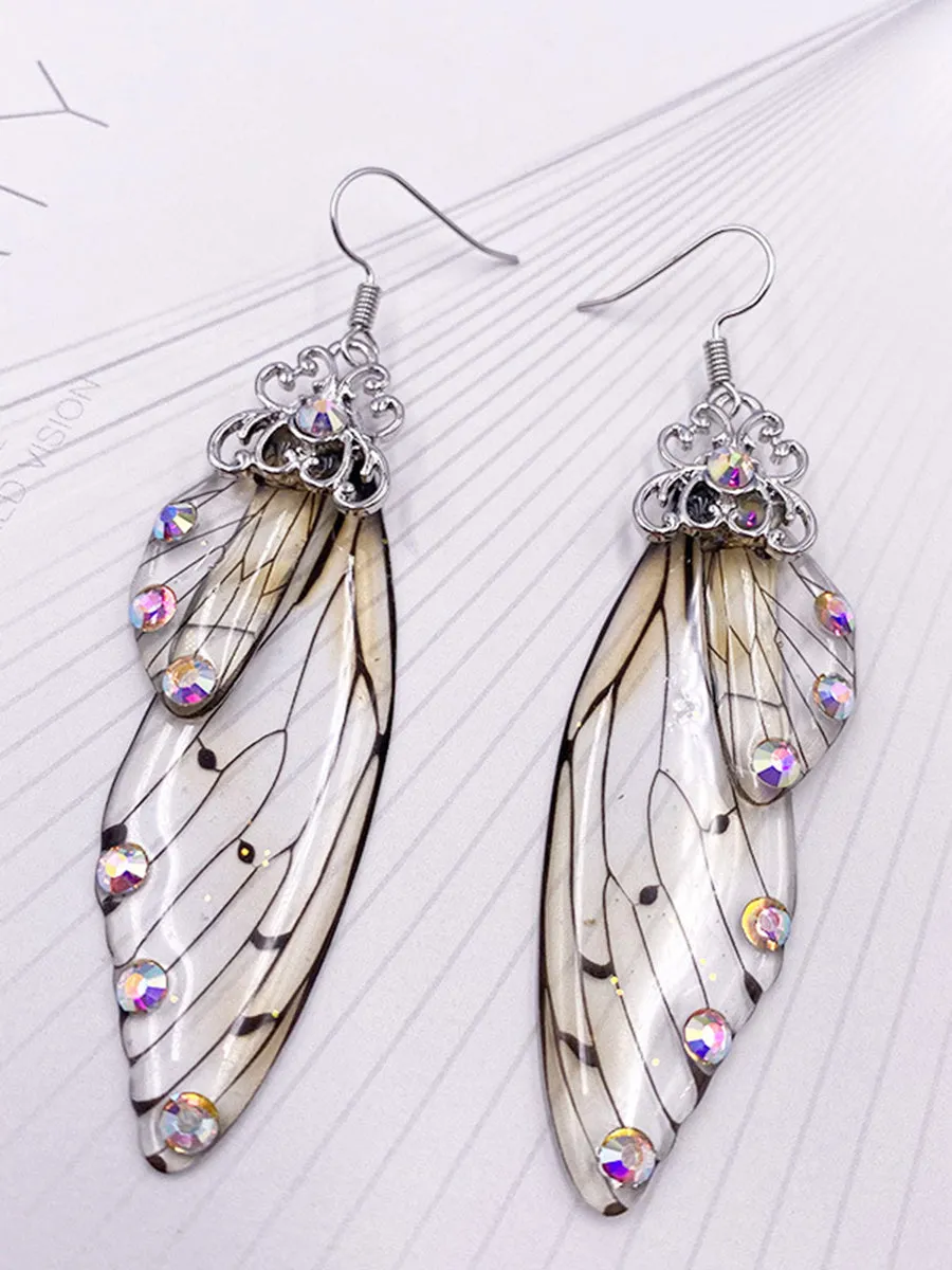 Butterfly Wing Grey Rhinestone Cicada Wing Crystal Earrings sold by Like My Choice product image thumbnail 4