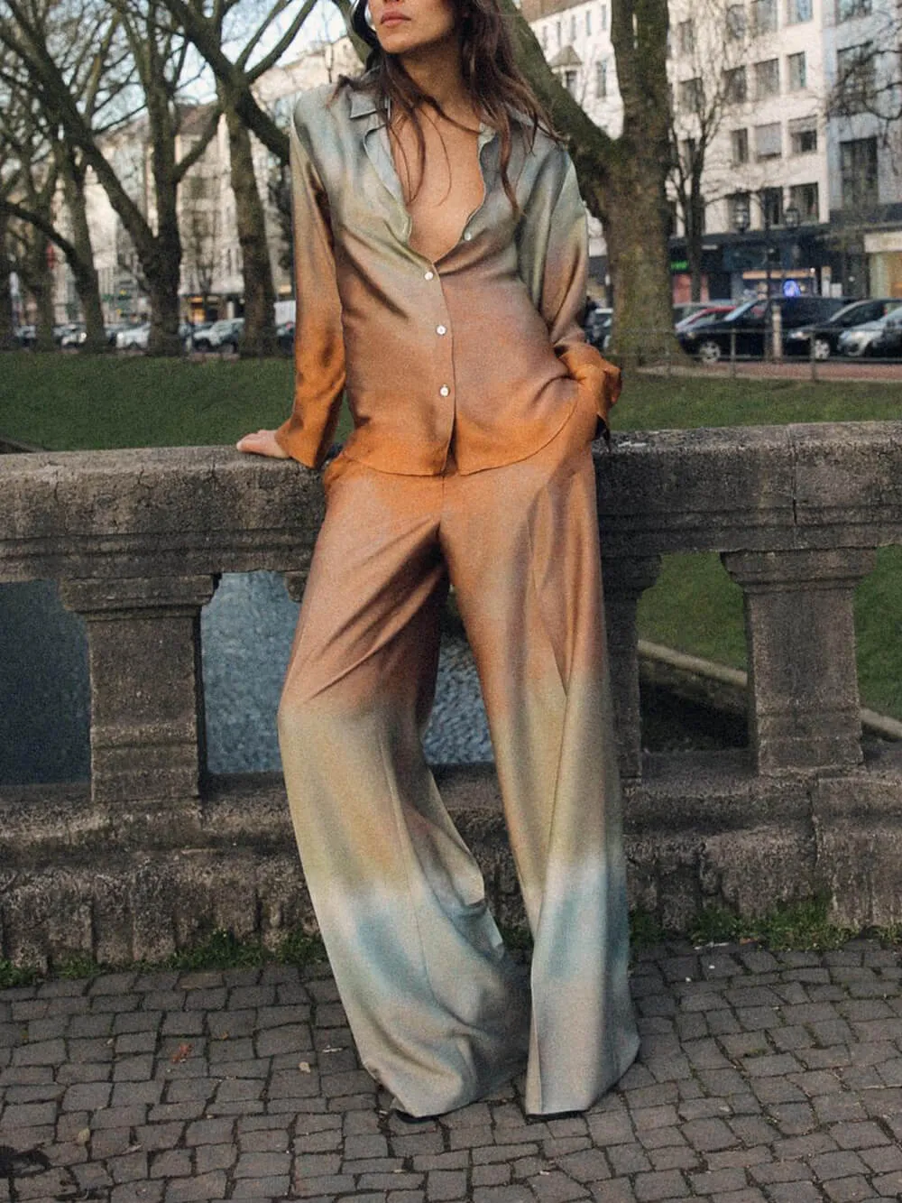 Exquisite Tie-Dye Gradient Print Loose Wide-Leg Pants sold by Like My Choice product image thumbnail 2