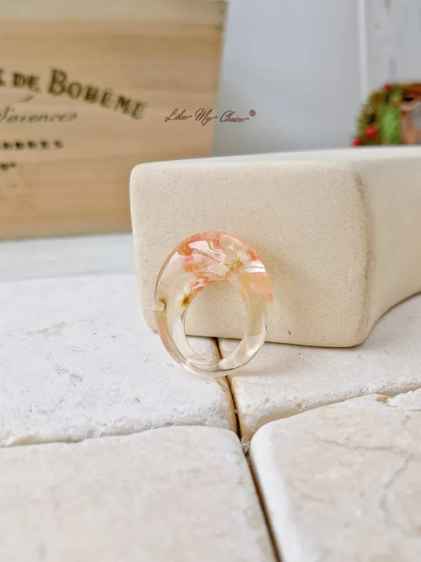 White Daisy Oval Resin Ring sold by Like My Choice